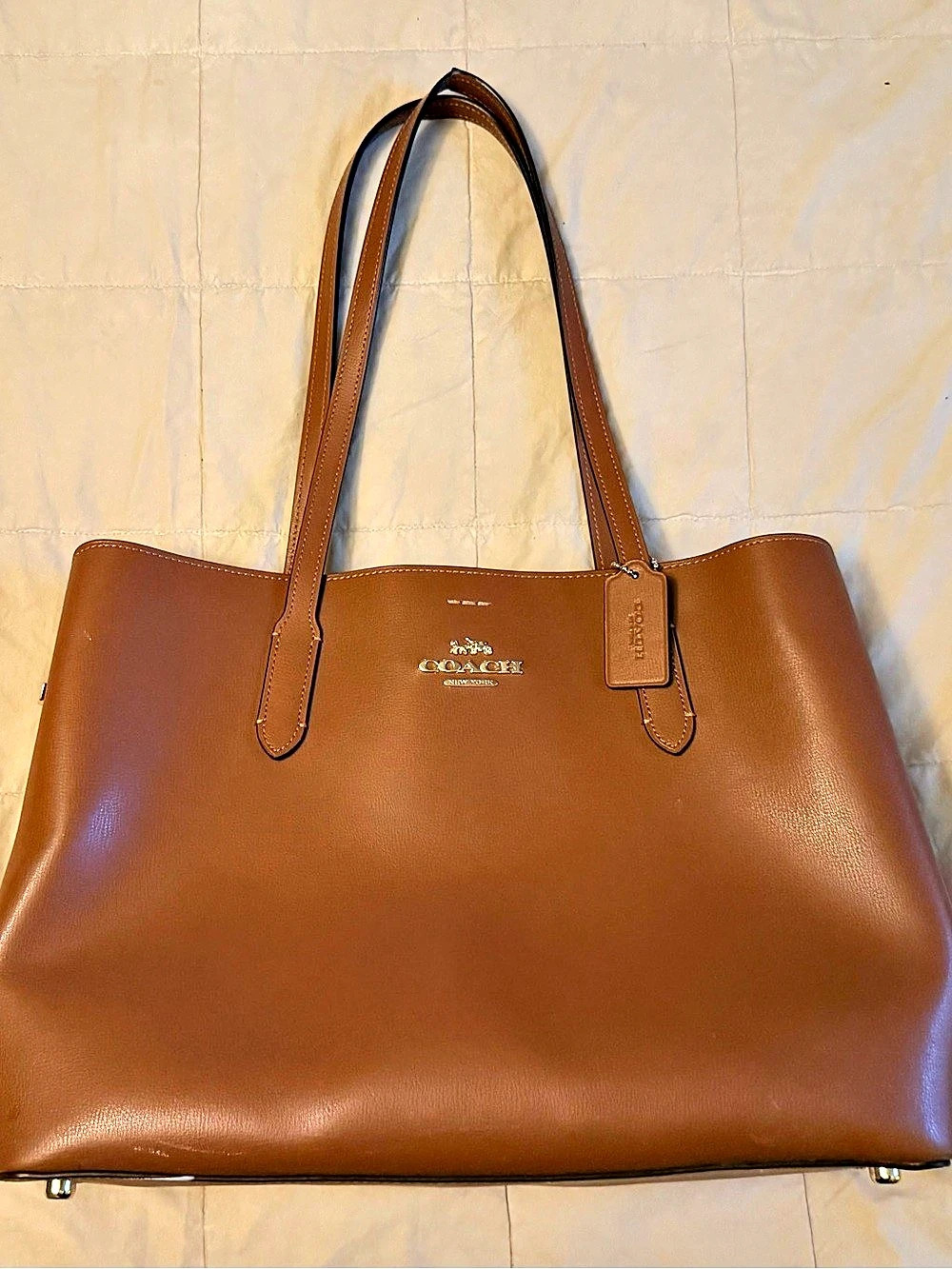 Coach Town Tote Brown & Pink Leather Tote